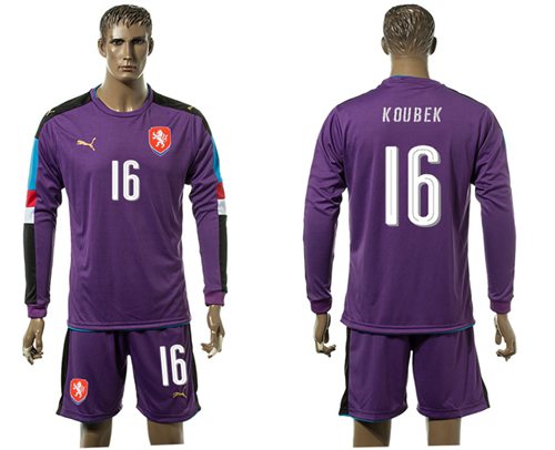 Czech #16 Koubek Purple Goalkeeper Long Sleeves Soccer Country Jersey